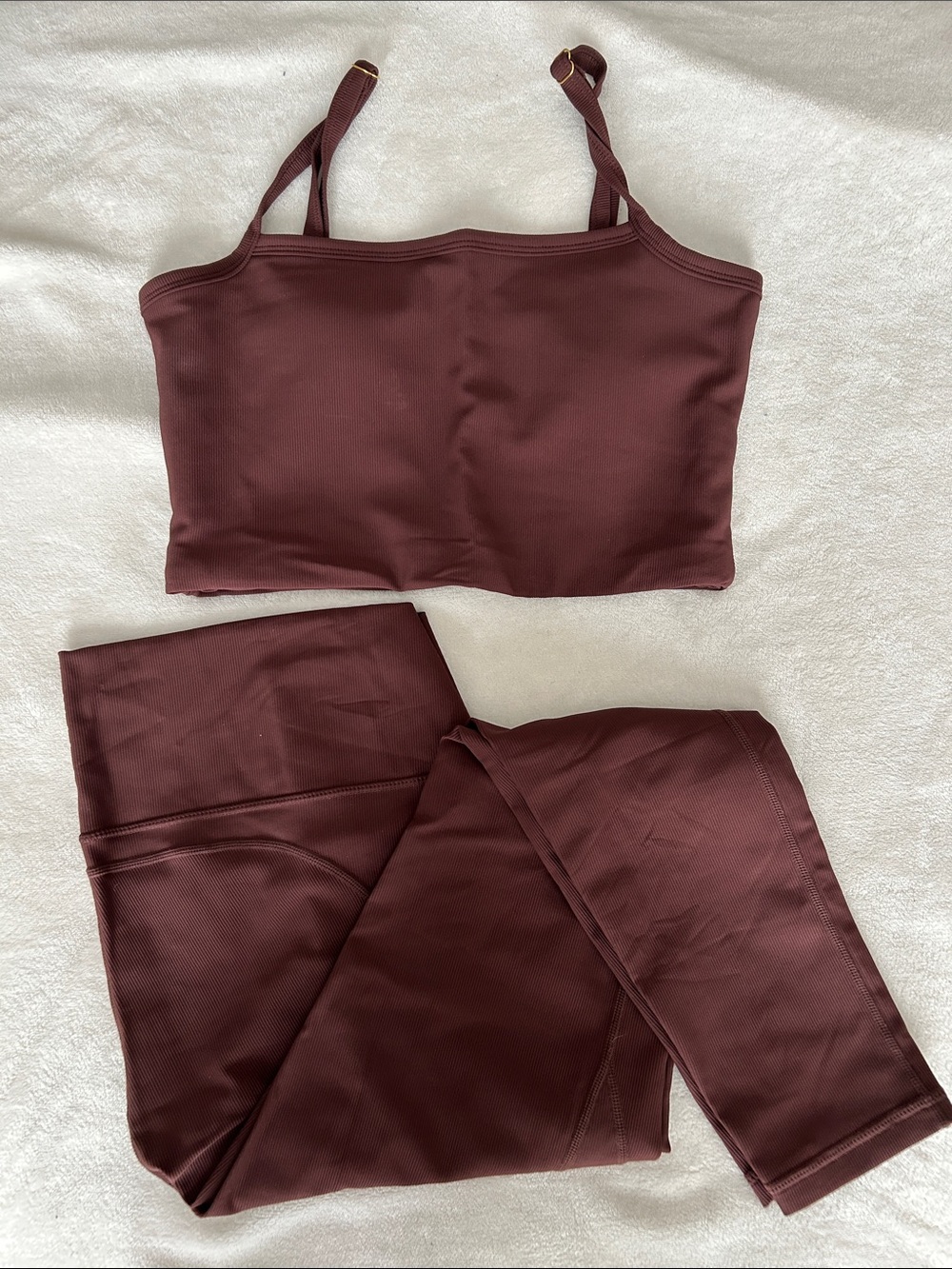 Seamless High-Waist Leggings & Crop Top Set - Deep Wine
